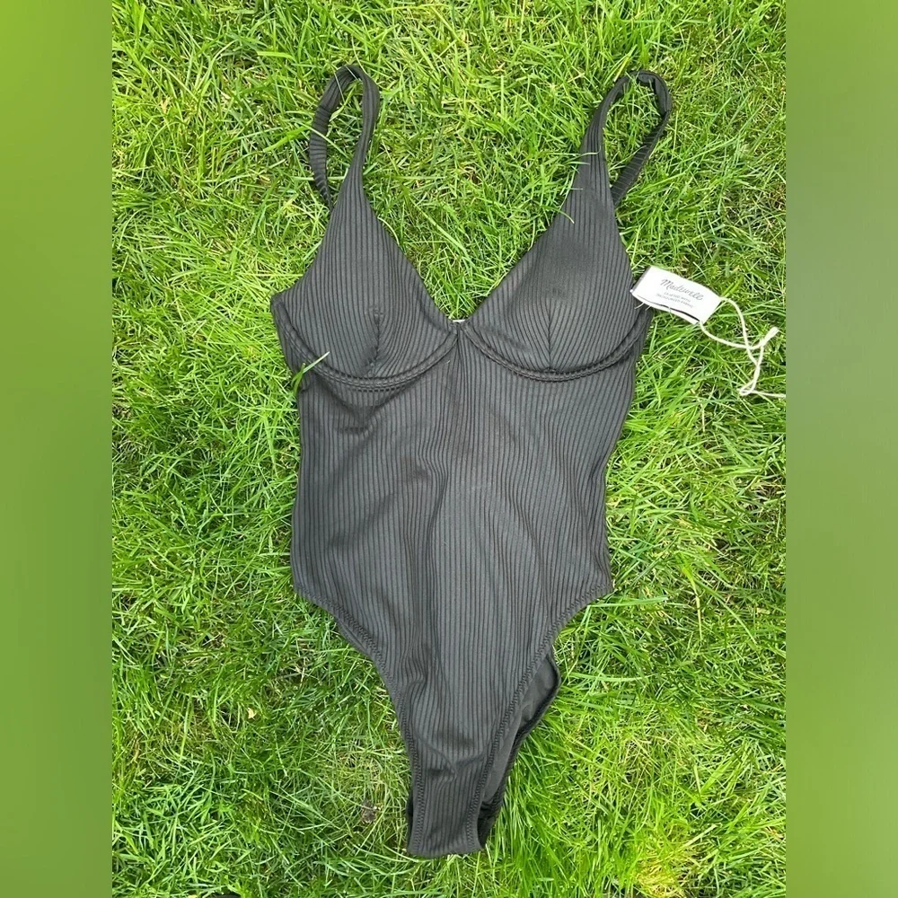 NWT Madewell Ribbed Underwire Open-back One Piece Suit